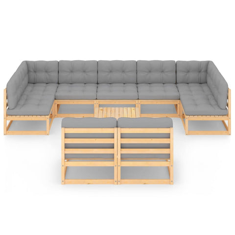 10-tlg. Garten-Lounge-Set mit Kissen Massivholz Kiefer - kalb-Living.de