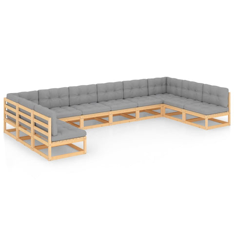 10-tlg. Garten-Lounge-Set mit Kissen Massivholz Kiefer - kalb-Living.de