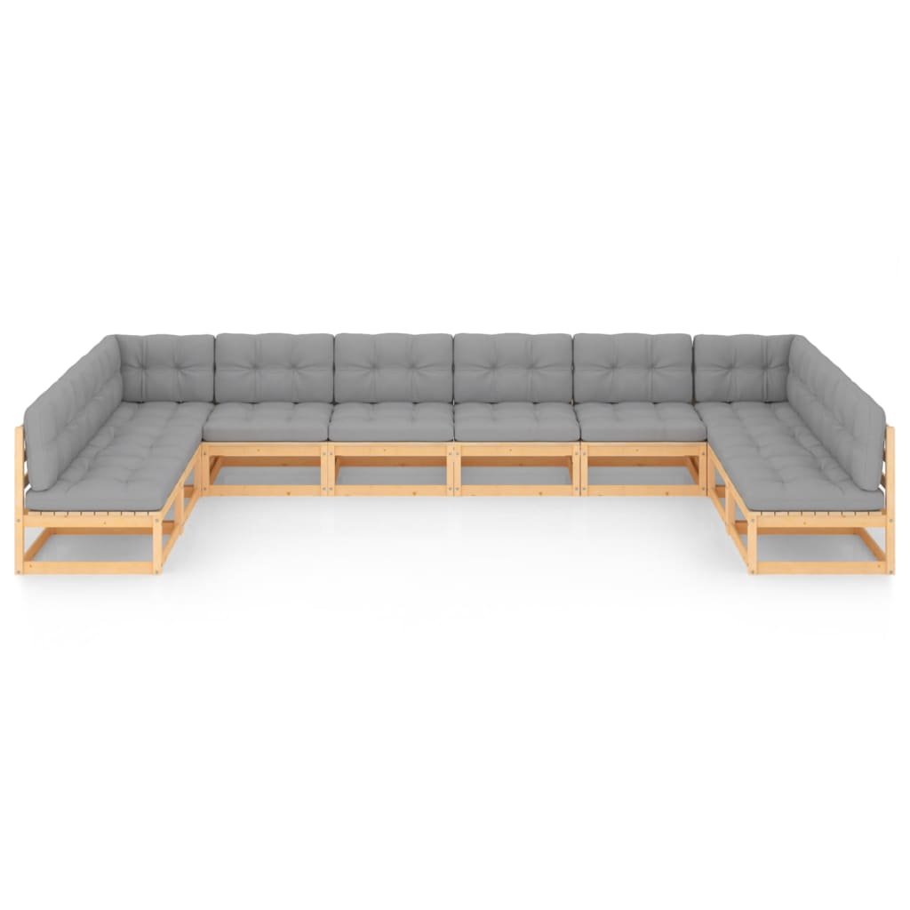 10-tlg. Garten-Lounge-Set mit Kissen Massivholz Kiefer - kalb-Living.de