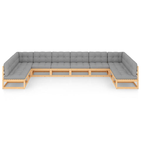 10-tlg. Garten-Lounge-Set mit Kissen Massivholz Kiefer - kalb-Living.de