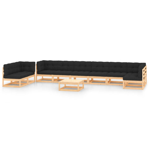 10-tlg. Garten-Lounge-Set mit Kissen Massivholz Kiefer - kalb-Living.de