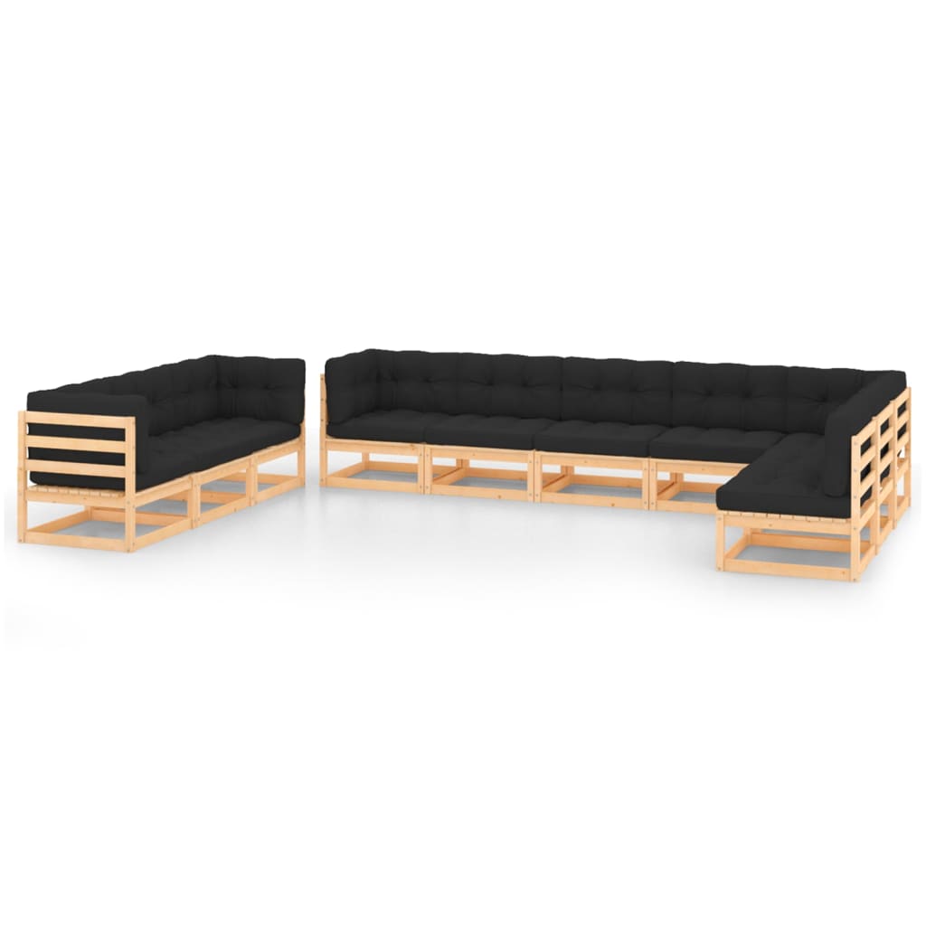 10-tlg. Garten-Lounge-Set mit Kissen Massivholz Kiefer - kalb-Living.de