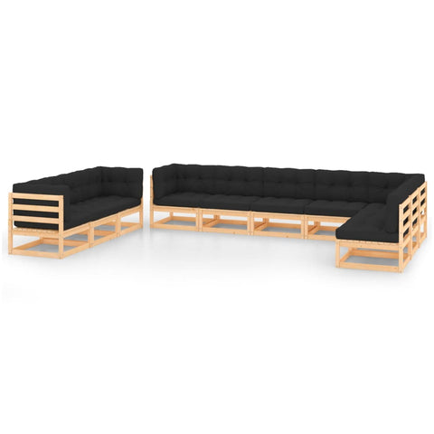 10-tlg. Garten-Lounge-Set mit Kissen Massivholz Kiefer - kalb-Living.de