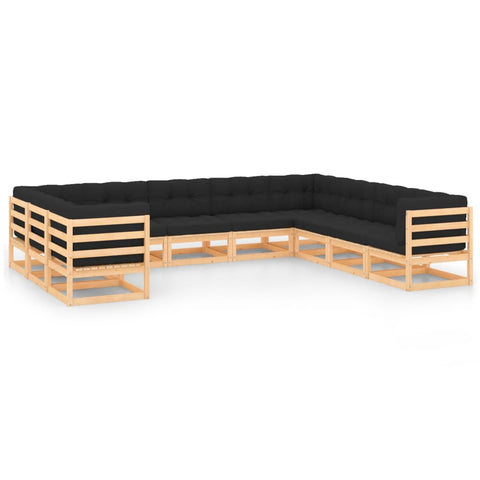10-tlg. Garten-Lounge-Set mit Kissen Massivholz Kiefer - kalb-Living.de
