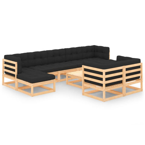 10-tlg. Garten-Lounge-Set mit Kissen Massivholz Kiefer - kalb-Living.de