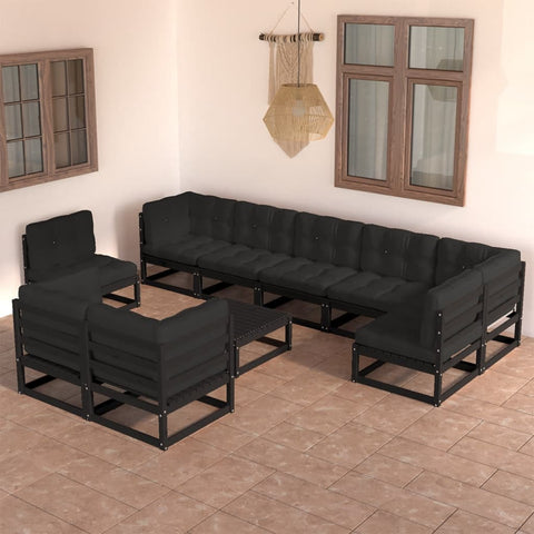 10-tlg. Garten-Lounge-Set mit Kissen Massivholz Kiefer - kalb-Living.de
