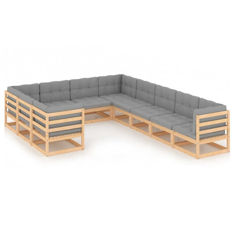 10-tlg. Garten-Lounge-Set mit Kissen Massivholz Kiefer - kalb-Living.de