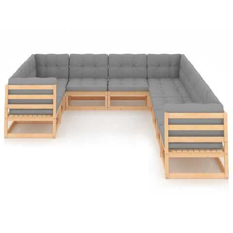 10-tlg. Garten-Lounge-Set mit Kissen Massivholz Kiefer - kalb-Living.de