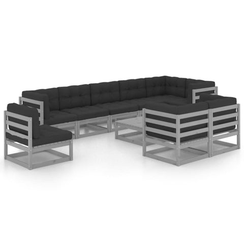 10-tlg. Garten-Lounge-Set mit Kissen Massivholz Kiefer - kalb-Living.de
