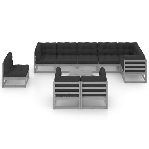 10-tlg. Garten-Lounge-Set mit Kissen Massivholz Kiefer - kalb-Living.de