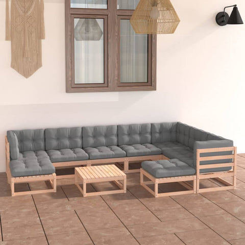 10-tlg. Garten-Lounge-Set mit Kissen Massivholz Kiefer - kalb-Living.de