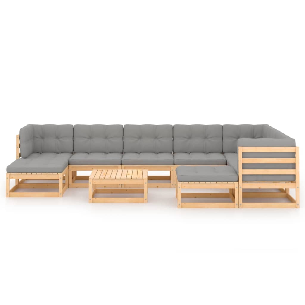 10-tlg. Garten-Lounge-Set mit Kissen Massivholz Kiefer - kalb-Living.de