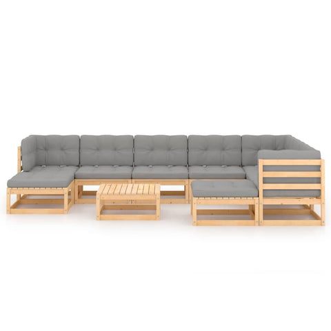 10-tlg. Garten-Lounge-Set mit Kissen Massivholz Kiefer - kalb-Living.de