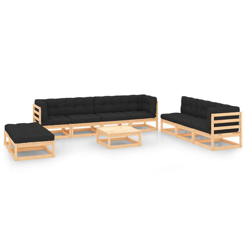 10-tlg. Garten-Lounge-Set mit Kissen Massivholz Kiefer - kalb-Living.de