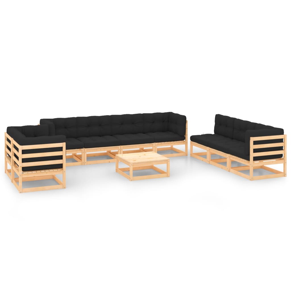 10-tlg. Garten-Lounge-Set mit Kissen Massivholz Kiefer - kalb-Living.de