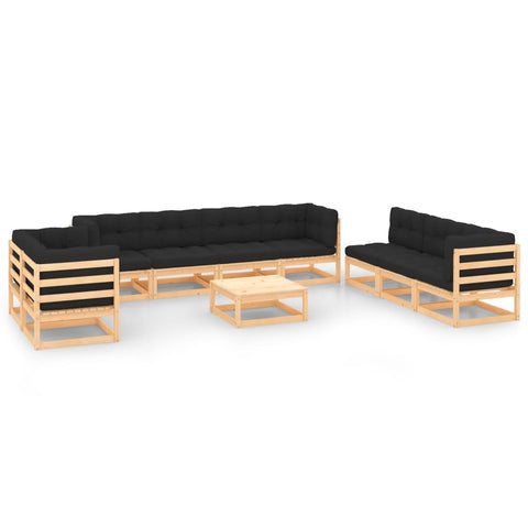 10-tlg. Garten-Lounge-Set mit Kissen Massivholz Kiefer - kalb-Living.de