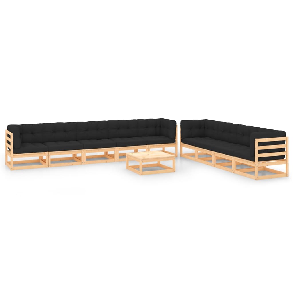 10-tlg. Garten-Lounge-Set mit Kissen Massivholz Kiefer - kalb-Living.de