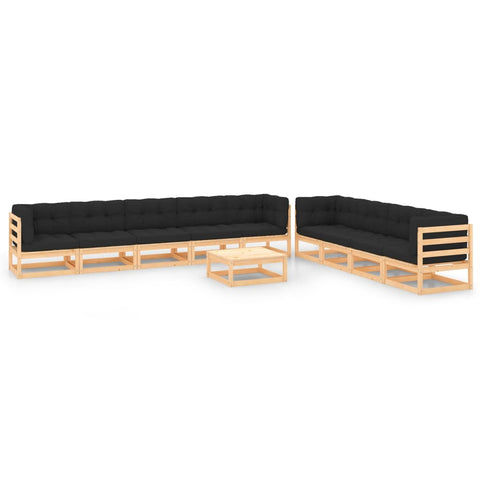 10-tlg. Garten-Lounge-Set mit Kissen Massivholz Kiefer - kalb-Living.de