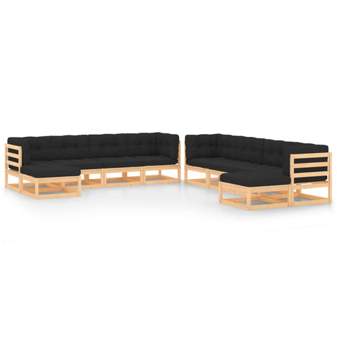 10-tlg. Garten-Lounge-Set mit Kissen Massivholz Kiefer - kalb-Living.de