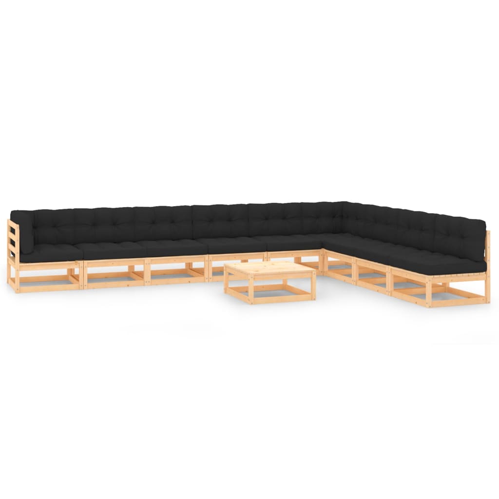 10-tlg. Garten-Lounge-Set mit Kissen Massivholz Kiefer - kalb-Living.de