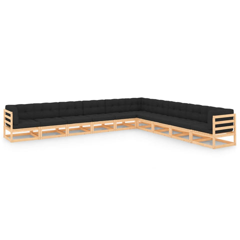 10-tlg. Garten-Lounge-Set mit Kissen Massivholz Kiefer - kalb-Living.de