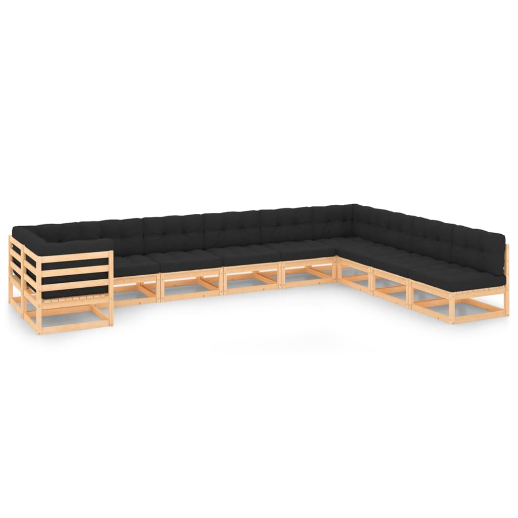 10-tlg. Garten-Lounge-Set mit Kissen Massivholz Kiefer - kalb-Living.de