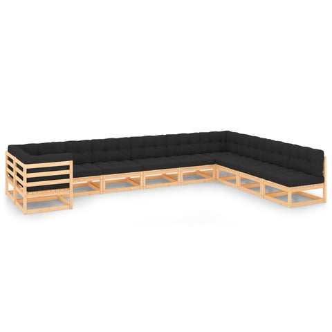 10-tlg. Garten-Lounge-Set mit Kissen Massivholz Kiefer - kalb-Living.de
