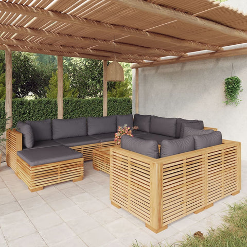 10-tlg. Garten-Lounge-Set mit Kissen Massivholz Teak - kalb-Living.de