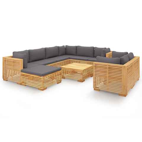 10-tlg. Garten-Lounge-Set mit Kissen Massivholz Teak - kalb-Living.de