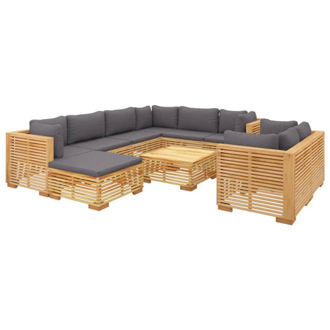 10-tlg. Garten-Lounge-Set mit Kissen Massivholz Teak - kalb-Living.de