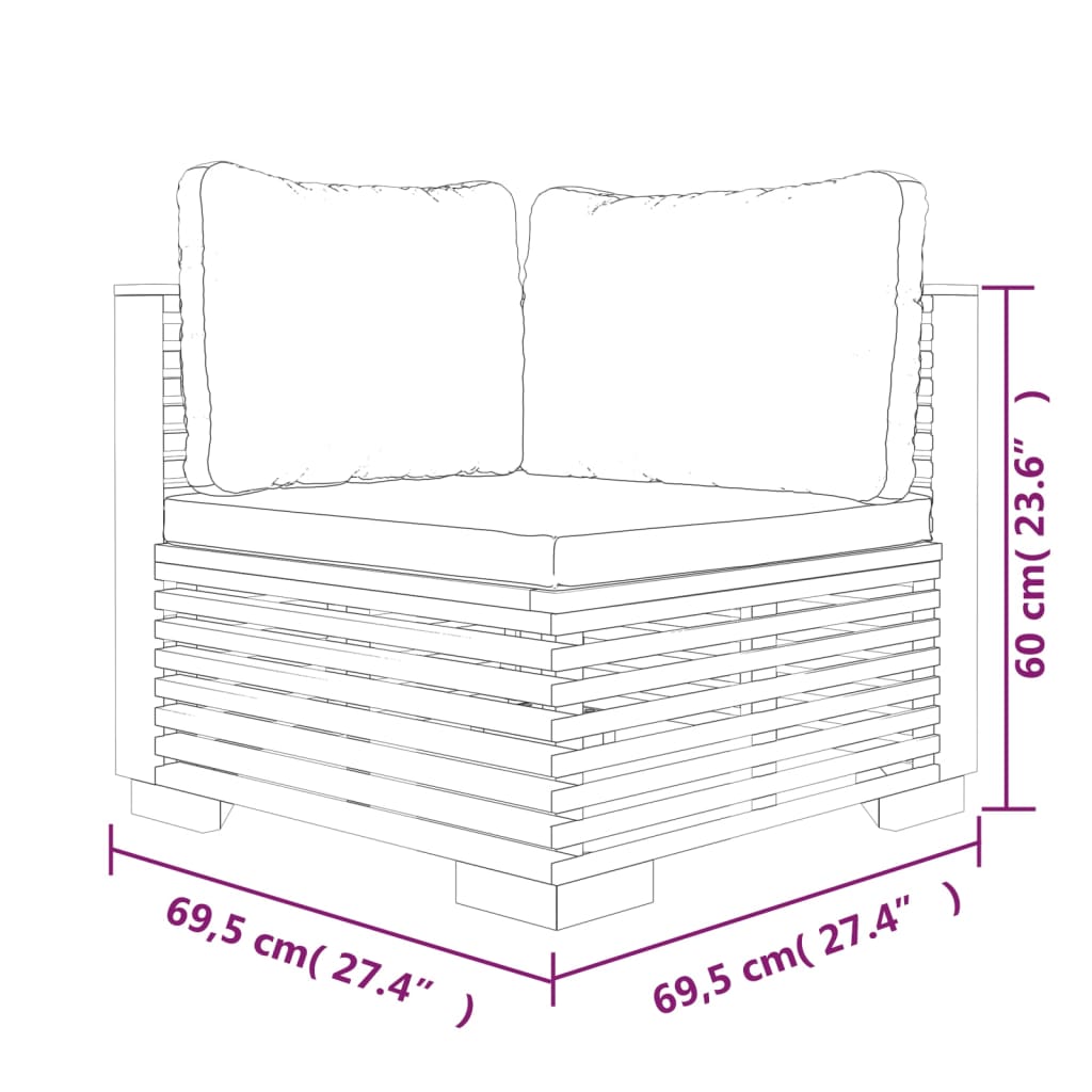 10-tlg. Garten-Lounge-Set mit Kissen Massivholz Teak - kalb-Living.de