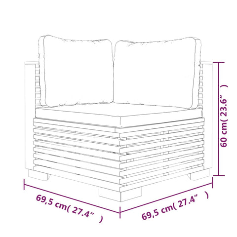 10-tlg. Garten-Lounge-Set mit Kissen Massivholz Teak - kalb-Living.de