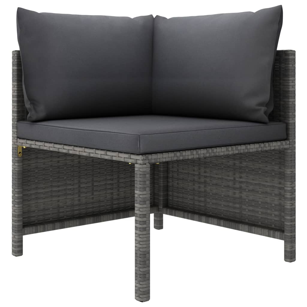 10-tlg. Garten-Lounge-Set mit Kissen Poly Rattan Grau - kalb-Living.de
