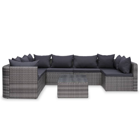 10-tlg. Garten-Lounge-Set mit Kissen Poly Rattan Grau - kalb-Living.de