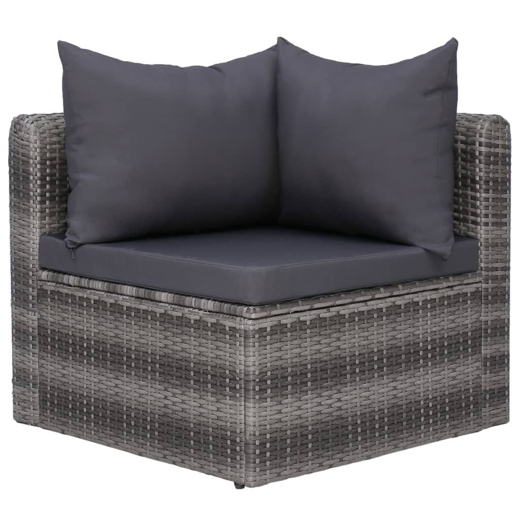 10-tlg. Garten-Lounge-Set mit Kissen Poly Rattan Grau - kalb-Living.de