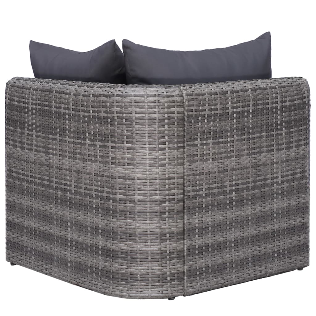 10-tlg. Garten-Lounge-Set mit Kissen Poly Rattan Grau - kalb-Living.de
