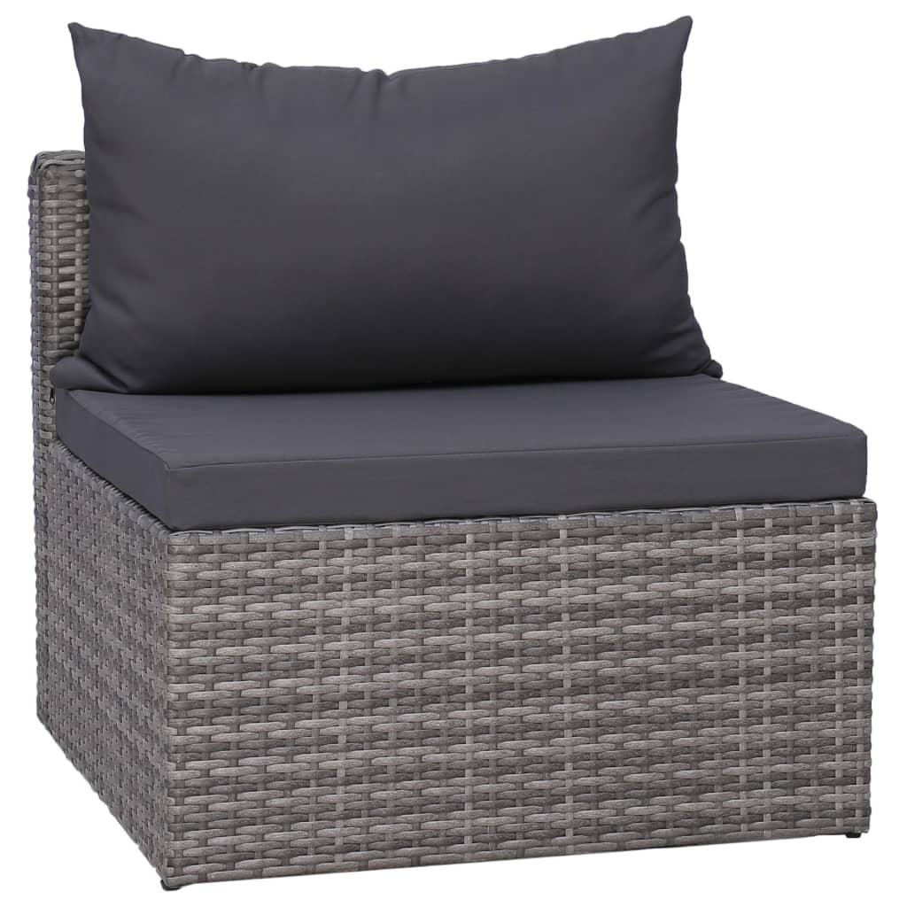 10-tlg. Garten-Lounge-Set mit Kissen Poly Rattan Grau - kalb-Living.de