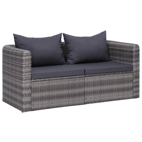 10-tlg. Garten-Lounge-Set mit Kissen Poly Rattan Grau - kalb-Living.de