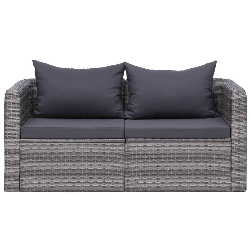 10-tlg. Garten-Lounge-Set mit Kissen Poly Rattan Grau - kalb-Living.de