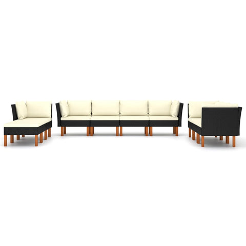 10-tlg. Garten-Lounge-Set mit Kissen Poly Rattan Schwarz - kalb-Living.de