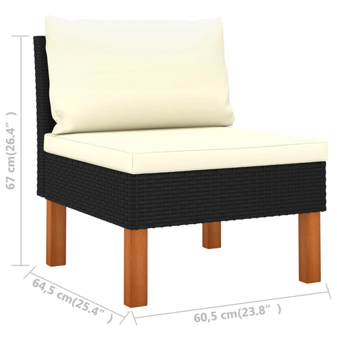 10-tlg. Garten-Lounge-Set mit Kissen Poly Rattan Schwarz - kalb-Living.de