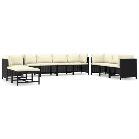 10-tlg. Garten-Lounge-Set mit Kissen Poly Rattan Schwarz - kalb-Living.de