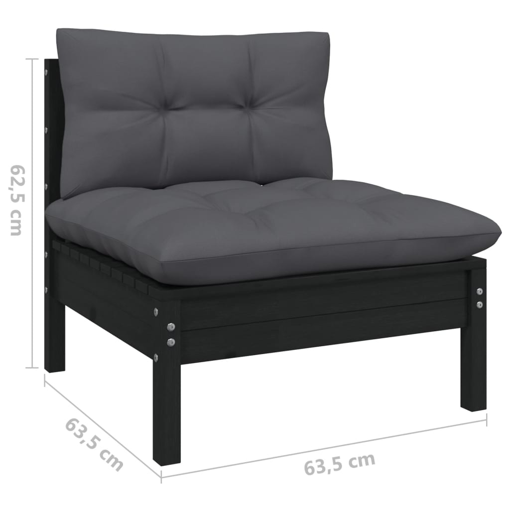10-tlg. Garten-Lounge-Set mit Kissen Schwarz Kiefer Massivholz - kalb-Living.de