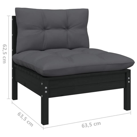 10-tlg. Garten-Lounge-Set mit Kissen Schwarz Kiefer Massivholz - kalb-Living.de
