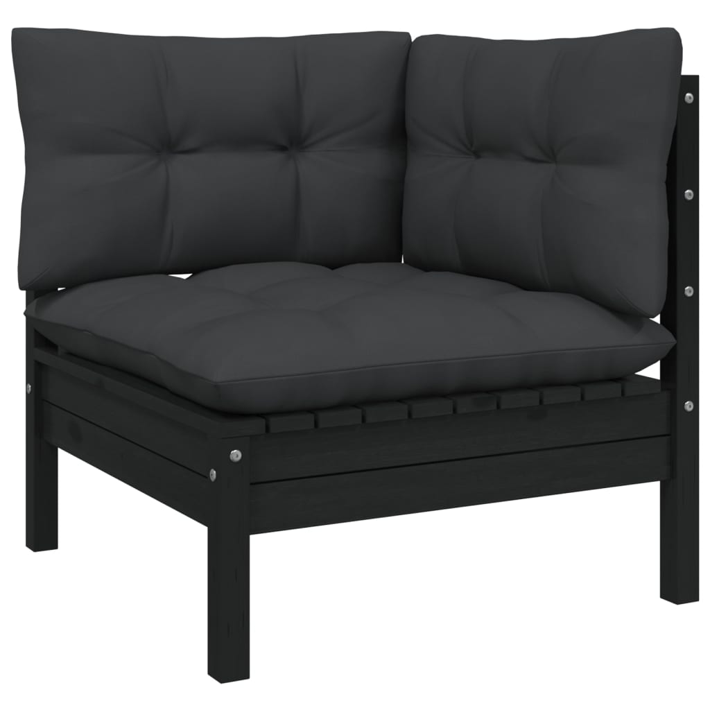 10-tlg. Garten-Lounge-Set mit Kissen Schwarz Kiefernholz - kalb-Living.de