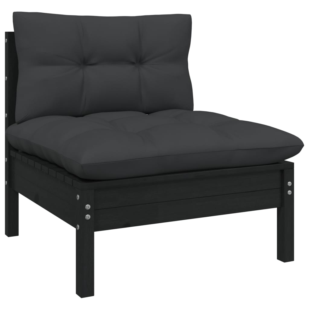 10-tlg. Garten-Lounge-Set mit Kissen Schwarz Kiefernholz - kalb-Living.de