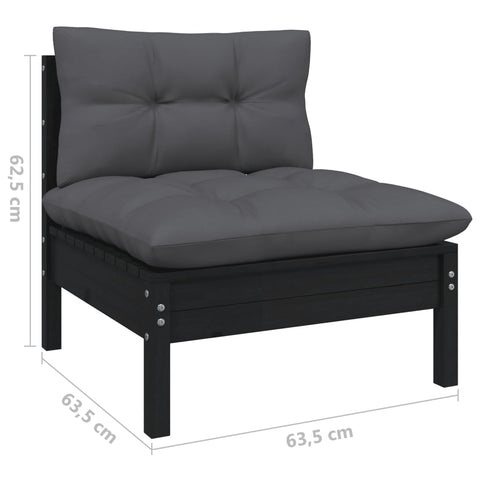 10-tlg. Garten-Lounge-Set mit Kissen Schwarz Kiefernholz - kalb-Living.de