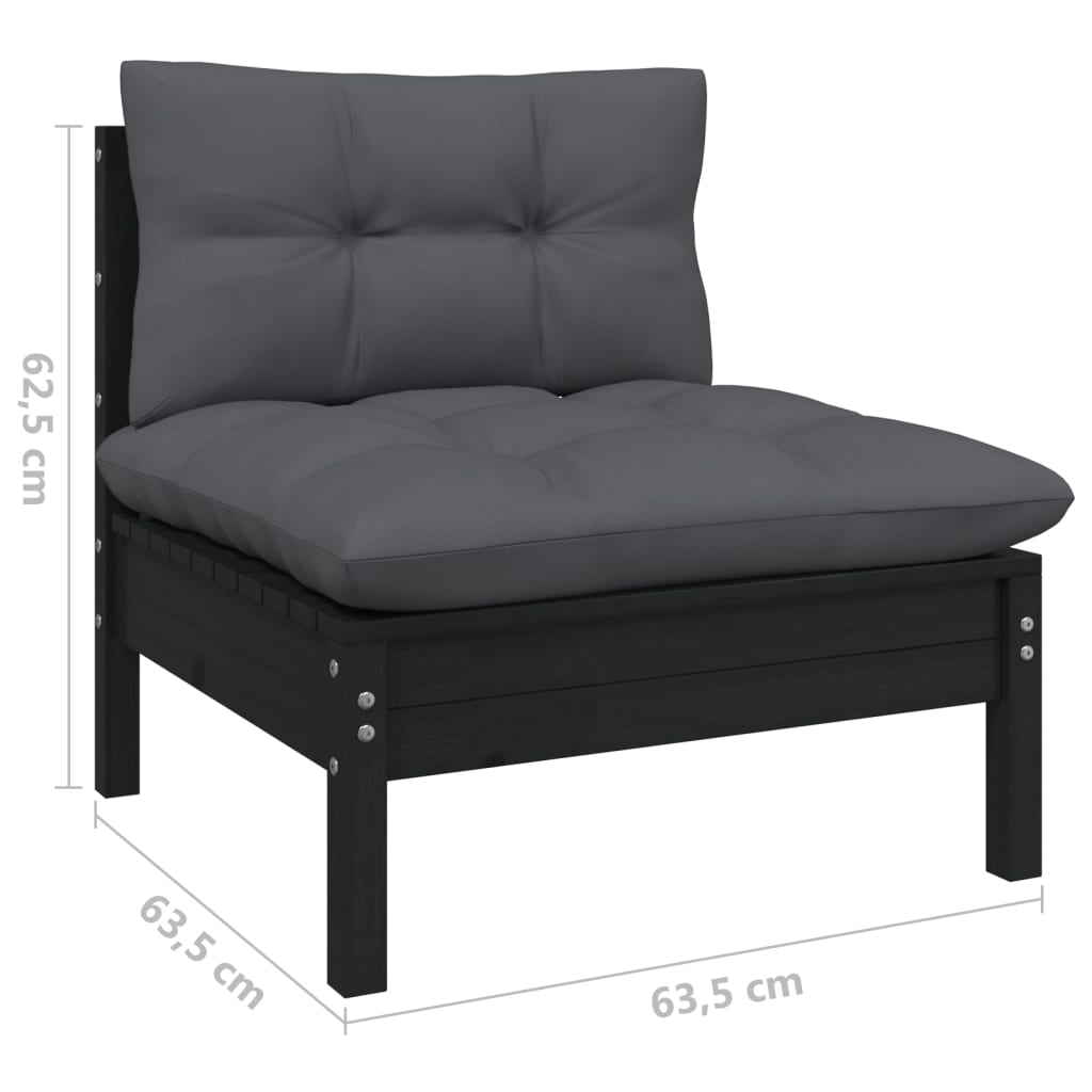 10-tlg. Garten-Lounge-Set mit Kissen Schwarz Kiefernholz - kalb-Living.de
