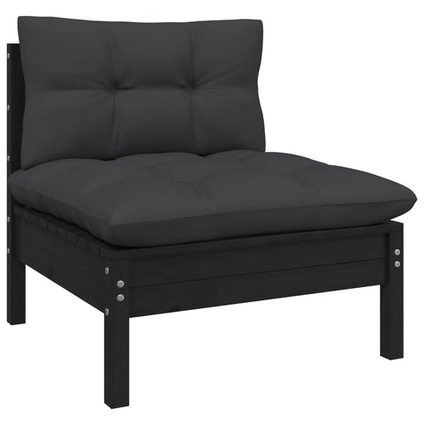 10-tlg. Garten-Lounge-Set mit Kissen Schwarz Massivholz Kiefer - kalb-Living.de