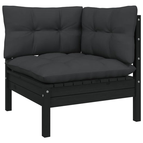 10-tlg. Garten-Lounge-Set mit Kissen Schwarz Massivholz Kiefer - kalb-Living.de